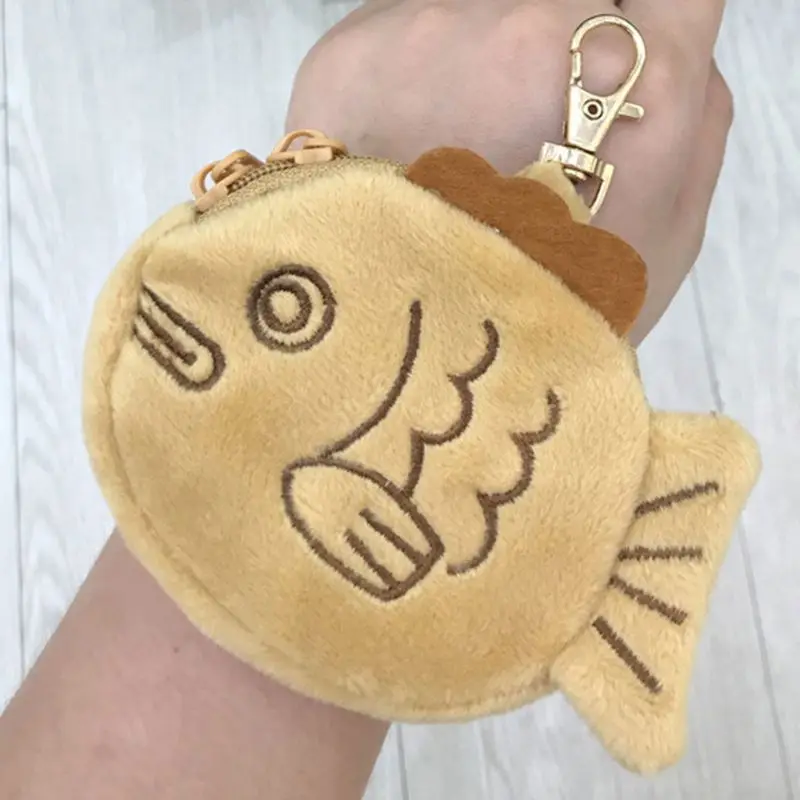 Мягкий ручной работы из фетра на Молнии Милый Snapper-shaped кошелек для монет Забавный дизайн вышитые девушки мини мешок для денег брелок
