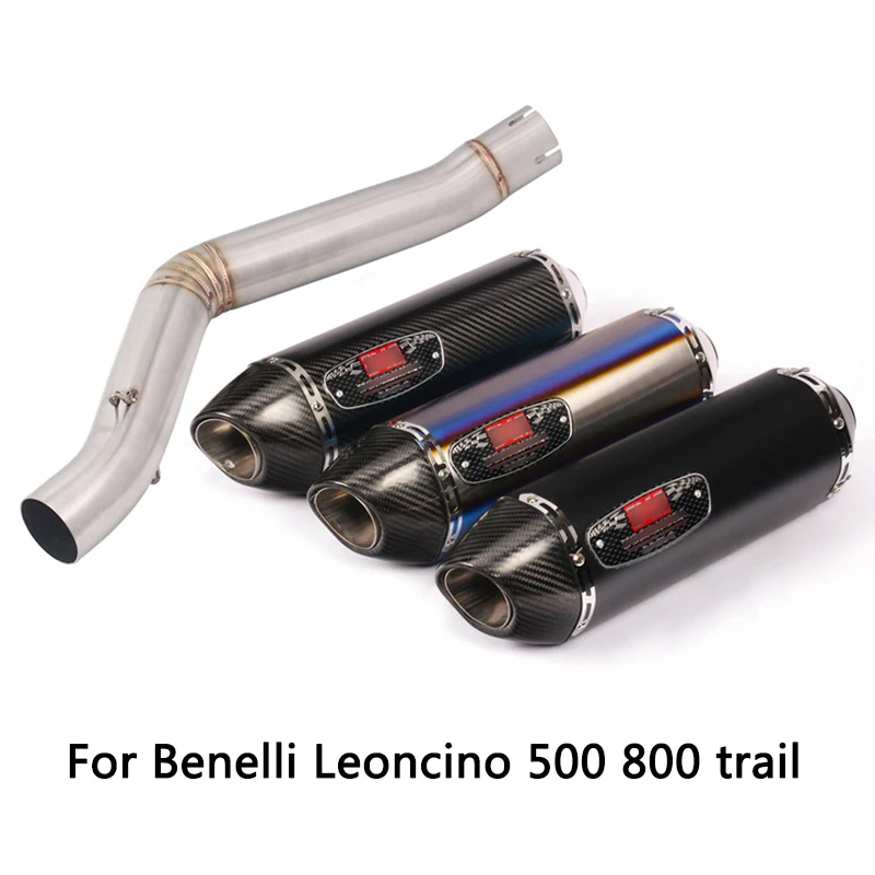 Для Benelli Leoncino 500 800 trail выхлопная труба мотоцикла Mid Pipe slip on 51 мм Escape No Db Killer Cans 420 мм