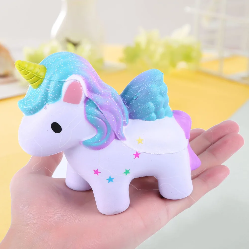 Jumbo эластичный мягкий PU Мягкий медленно поднимающийся антистресс Kawaii Squishies Lucky Star Pegasus Squeeze детская игрушка Шарм ремешок