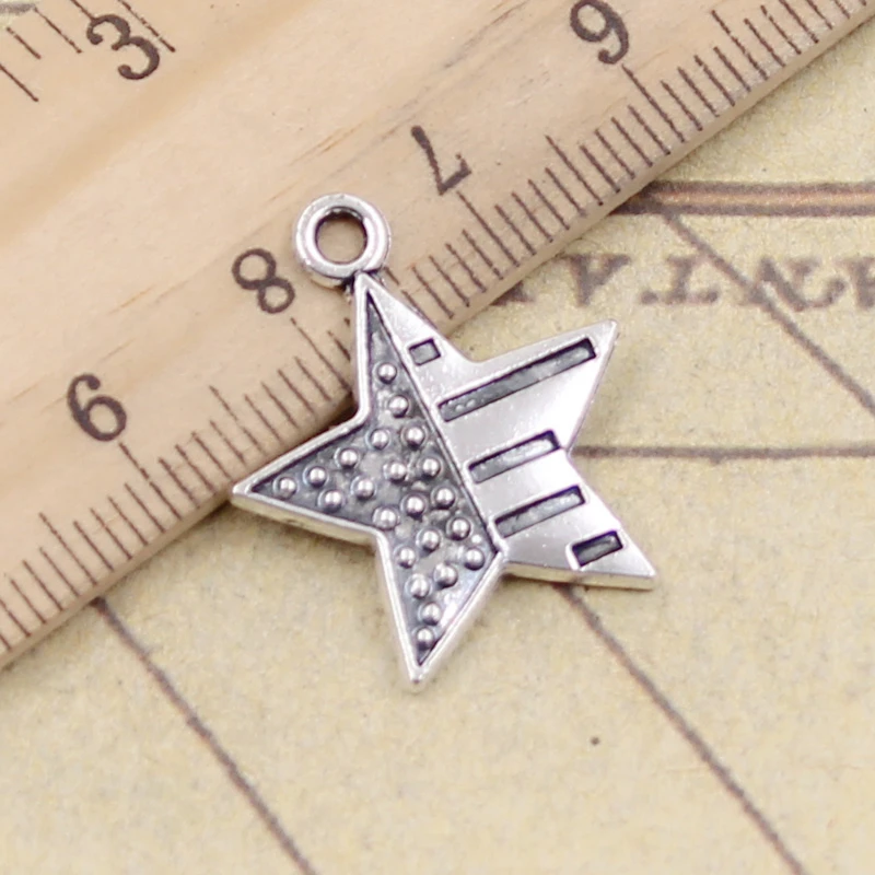 20pcs Charms Usa Flag Star 23x20mm Tibetan Silver Color Pendants