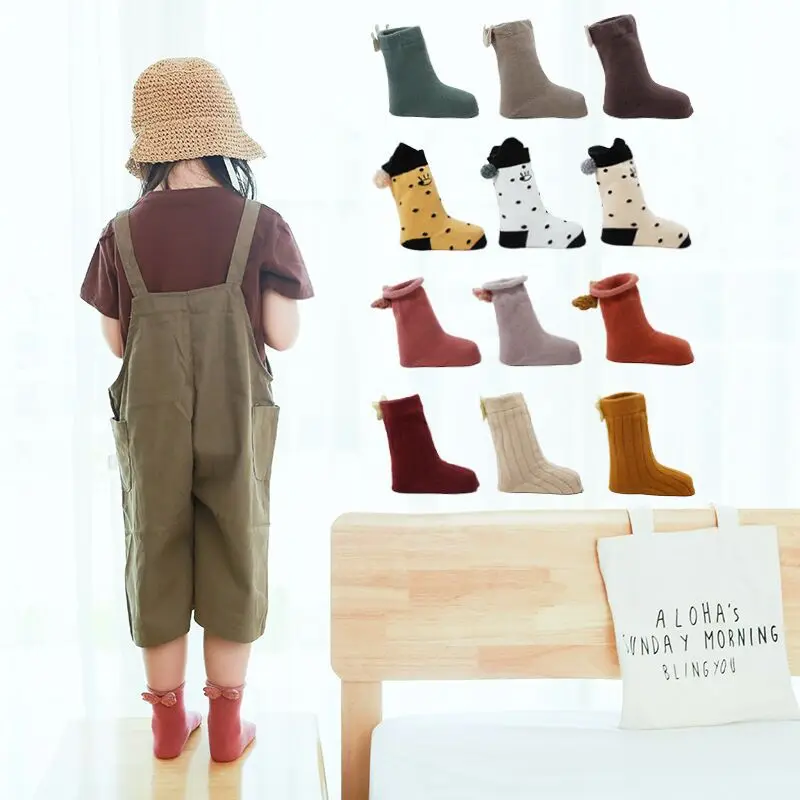 

Spring And Autumn CHILDREN'S Socks mian bo Embroidered 1-3 Years Old Baby 5-Year-Old BOY'S Girls Tube Socks 3 Pairs of Dress