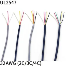 1m 32awg blindado fio 2 núcleo 3 núcleo 4 núcleo pvc isolado canal de áudio alto-falante fone de ouvido linha controle sinal cabo cobre ul2547