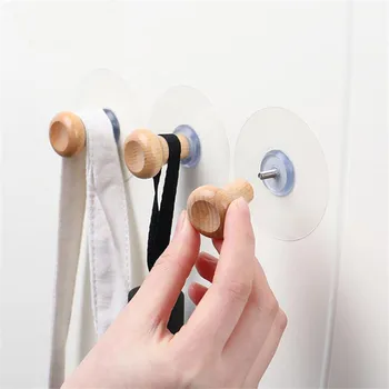 

3Pcs Wood seamless Adhesive Door Hidden Hook Clothes Towel Key Hat Wardrobe Kitchen Bathroom Storage Tool Set