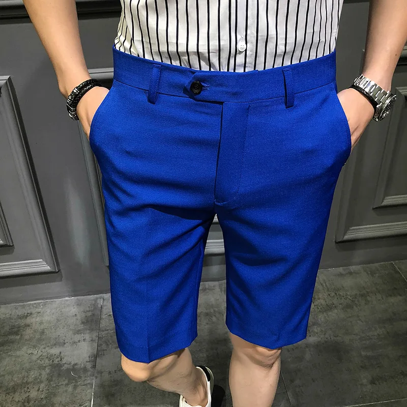 

Short Suit Pants Mens Dress Pants Red Fifth Pants Slim Fit Royal Blue Pantalon Slim Homme 2019 Summer Shorts Calca Social Casual