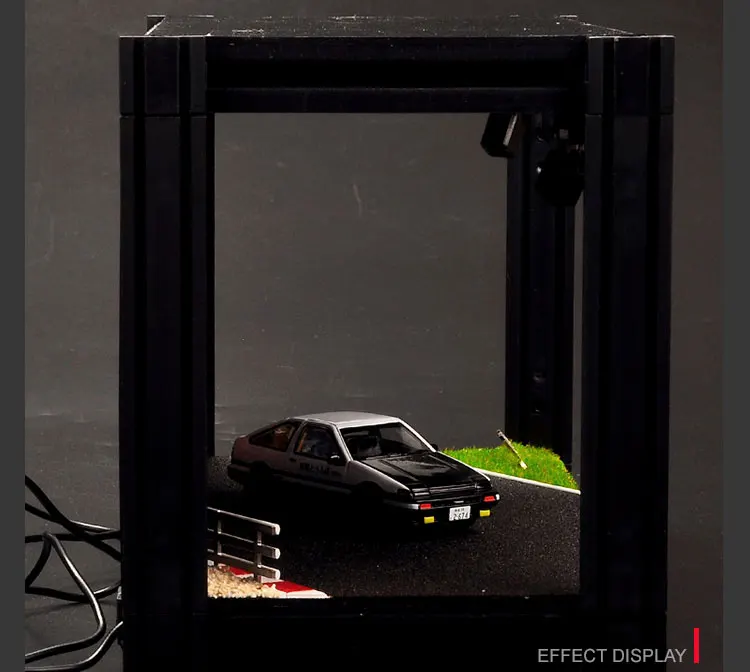 1: 64 масштаб Diorama сплав модель автомобиля Парковка ПВХ гараж сцена с светодиодный светильник коробка для хранения аниме тема дисплей шкаф Чехол игрушка