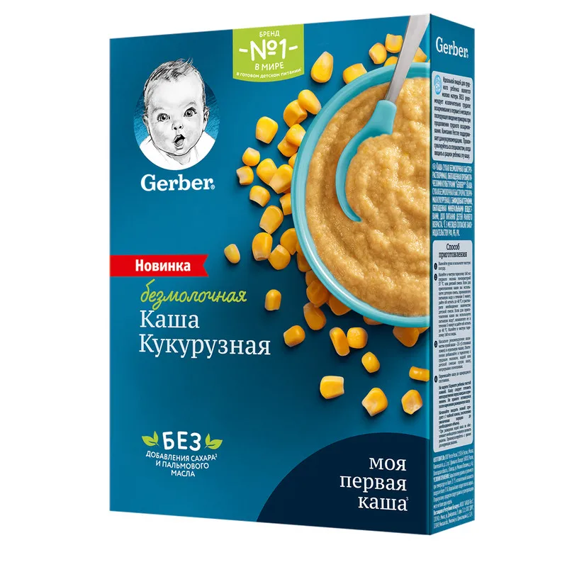 Каша Gerber безмолочная кукурузная для начала прикорма 180г | Мать и ребенок