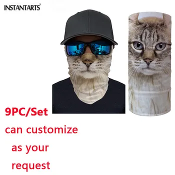 

INSTANTARTS 9pcs/Set 3D Animal Cat Mouth Print Women Scarves Breathable Face Masks for Men Cycling Motorcycle Bandanas Girls