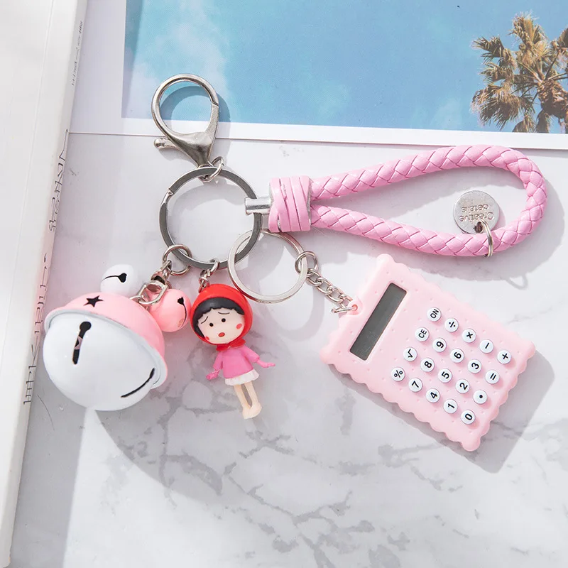 Pink 3 Милый бисквит компьютер милый брелок для ключей сумка калькулятор рассчитанный мини-студенческий калькулятор - Цвет: Pink 3