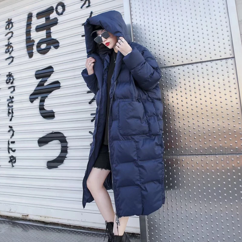 TWOTWINSTYLE зимнее теплое хлопковое пальто для женщин с капюшоном и длинным рукавом, свободные толстые женские парки, пальто большого размера, мода