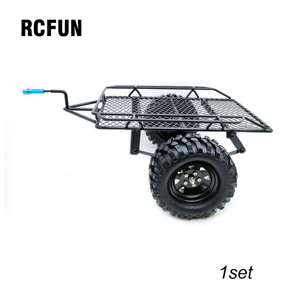 

RC Car Truck Hauler Metal Hitch Mount Trailer for 1/10 RC Crawler Axial SCX10 90046 TraXxaS TRX4 Tamiya CC01 RC4wD D90 D110 TF2