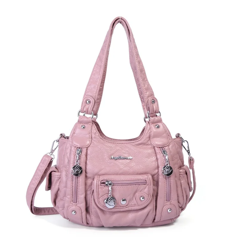 Angel 0000o Новейшая модная сумка женские сумки PU кожаная торба, сумка с ручкой сверху женская сумка женские сумки на плечо - Цвет: Розовый