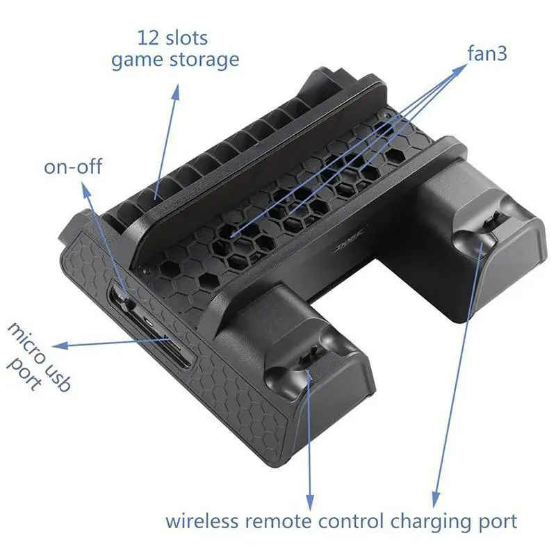MeterMall USB вертикальные зарядные устройства подставка с охлаждающим вентилятором двойные контроллеры зарядная станция для PS4 Slim/Pro