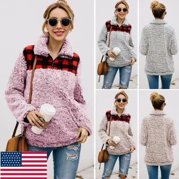 

Winter Women Wool Lined Jackets Ladies Fleece Parka Coats Outwear Overcoat Slim