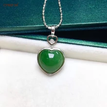 CYNSFJA Real Certified Natural Hetian Jasper 925 Sterling Silver Handmade Amulet Heart Green Jade Pendant High Quality Best Gift CYNSFJA Real Certified Natural Hetian Jasper 925 Sterling Silver Handmade Amulet Heart Green Jade Pendant High Quality Best Gift