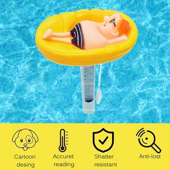 

Spot Swimming Pool Thermometer Degree Celsius/ Degree Fahrenheit Exact Temperature Values Cartoon Pool Thermometer with Cord