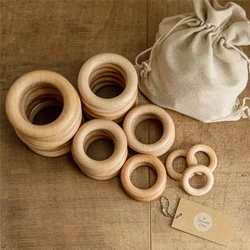 15-65mm Cartoon Wooden Circle Baby Teething Beads Toy for Pacifier Chain Molars Necklace Accessories Teether Oral Care BPA Free