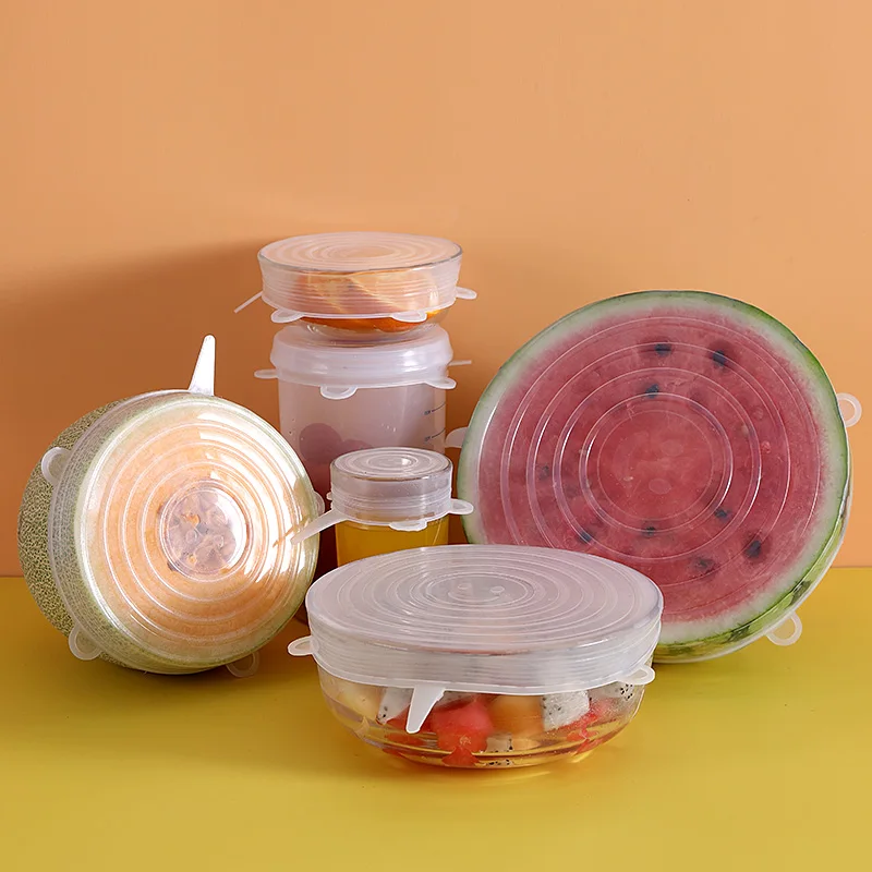 Details about   Set 4 Reusable Silicone Food Leftover Jar Lid Covers Keep food Fresh 