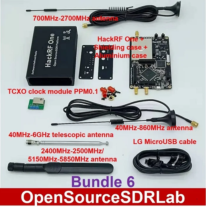 HackRF One SDR программное обеспечение определило Радио 1 МГц до 6 ГГц Материнская плата макетная плата комплект - Комплект: Комплект 6