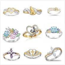 Трендовое сердце крест, оформленный цветами Кристалл дизайнерское золото серебро кольцо с фианитом класса ААА вечерние кольца на годовщину для женщин ювелирные изделия оптом