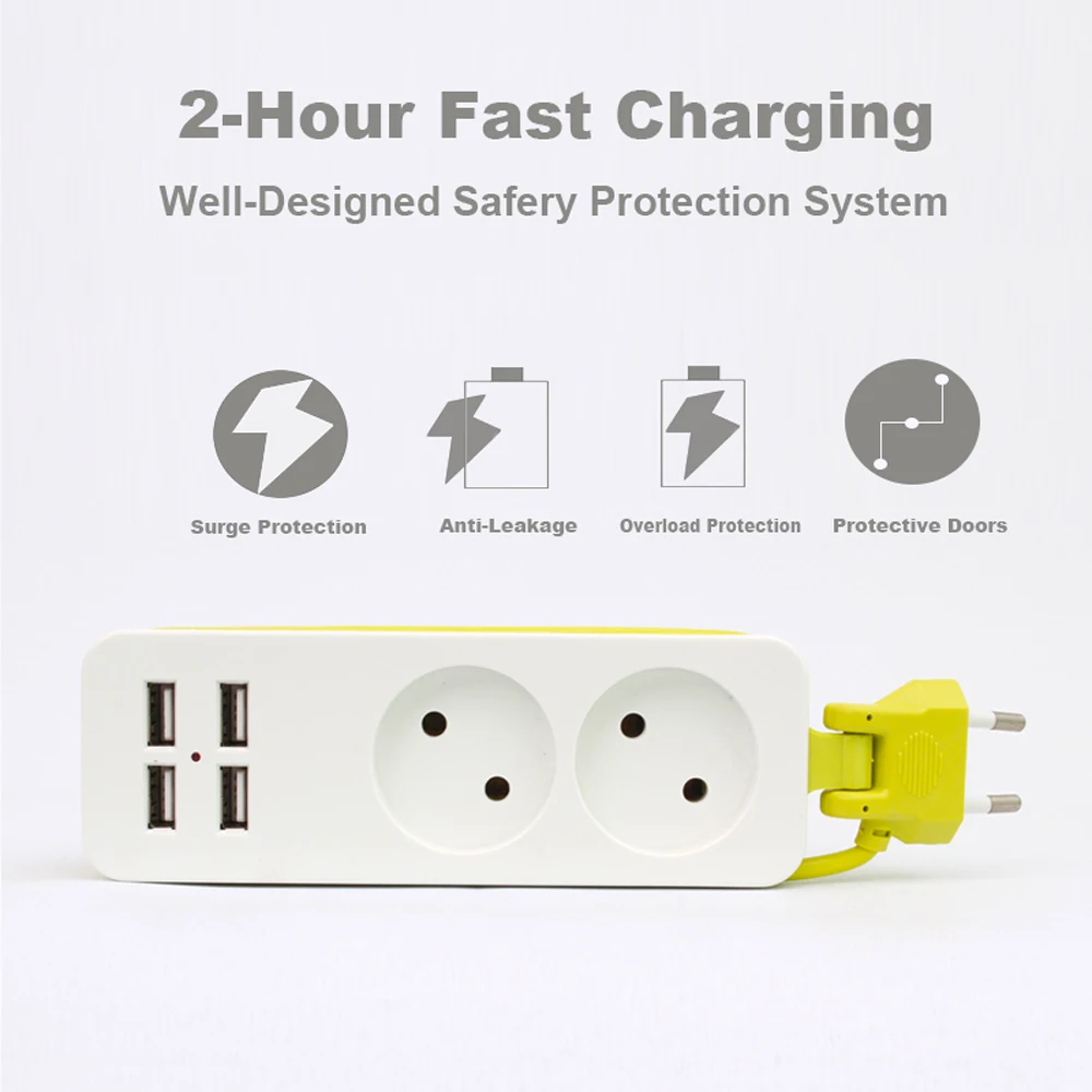 ЕС 1 2 электрическая розетка портативная силовая полоса ЕС вилка с 4 usb-портом QC2.0 Интерфейс удлинитель розетка с ЕС для путешествий