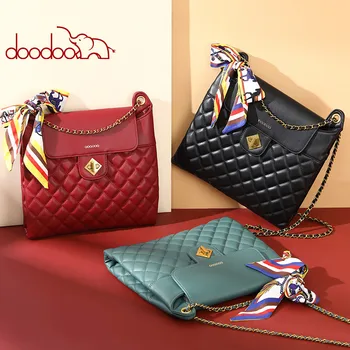 

Large-capacityDOODOO Bag Female2020 New Spring and Summer Texture Shoulder Bag Wild Small Fragrance Wind Diamond Check Bag