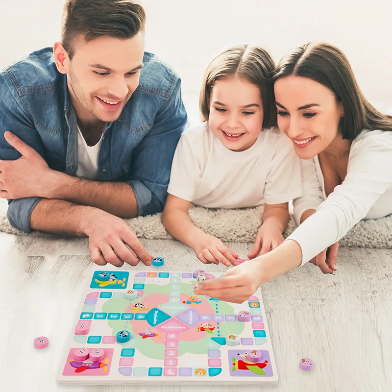 

Multi-functional Four-in-One Wooden Aeroplane Chess Game Chess Children Memory Focus Logical Thinking Training Toy