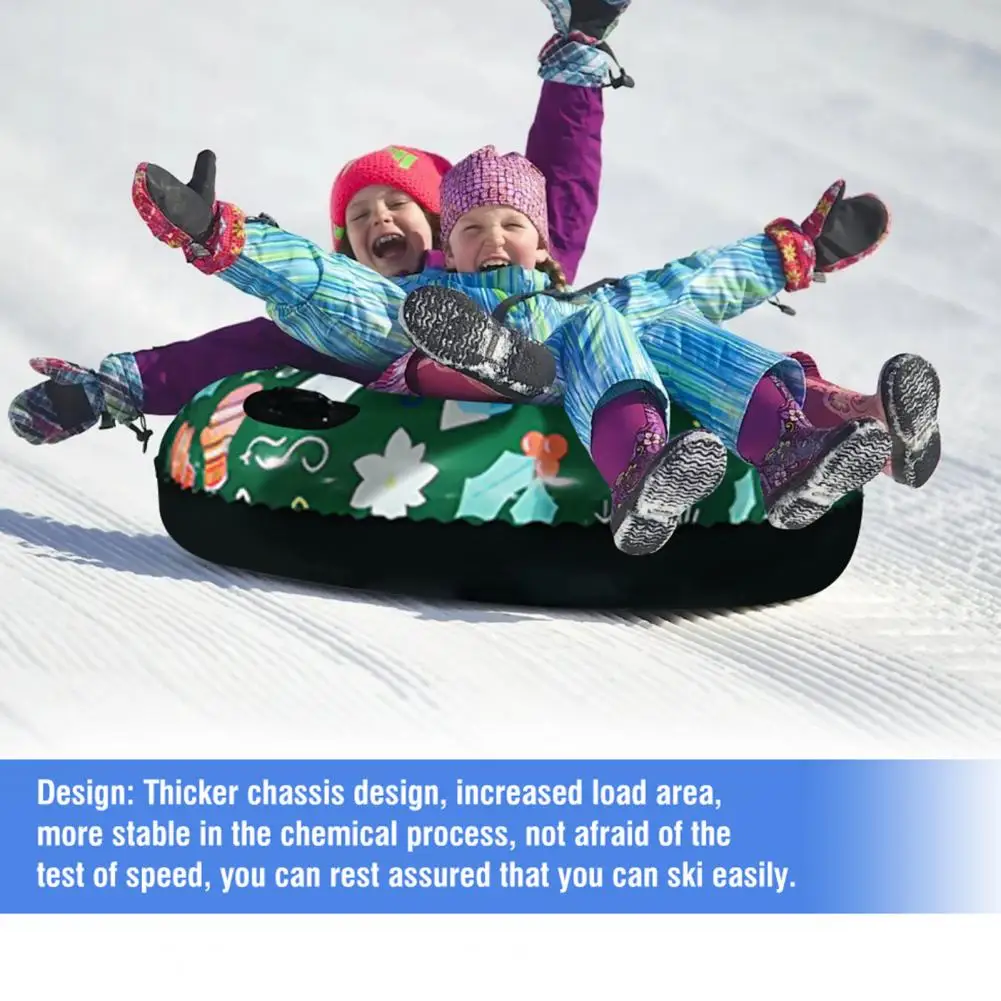 120CM Christmas Style Snow Tube PVC Inflatable Good Sealing Ski Ring Wear-resistant Underside Sledding Tube Unisex Ski Supplies
