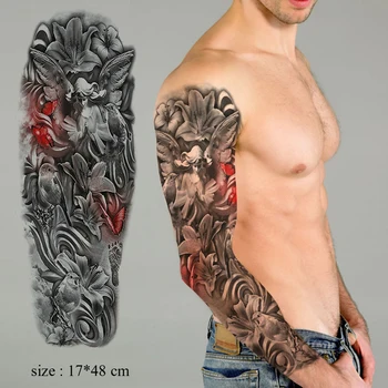 

Full Arm Waterproof Temporary Tattoo Sticker angel wing butterfly flower footprint Fake Tatoo Stickers Flash Tatto To Man Woman