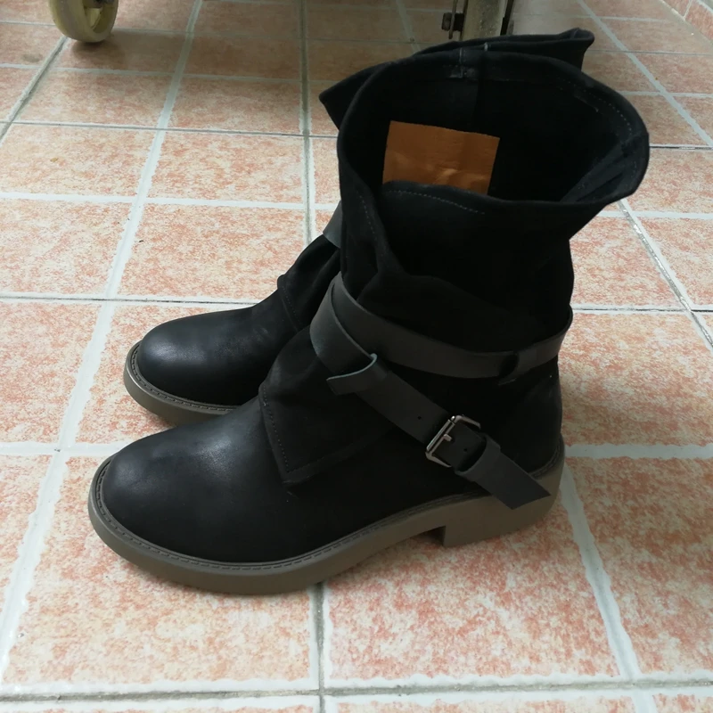 SIMLOVEYO/Модные женские Повседневные Классические ботинки; теплая обувь из натуральной кожи; сезон осень-зима; высококачественные ковбойские ботинки в стиле панк с круглым носком в стиле ретро