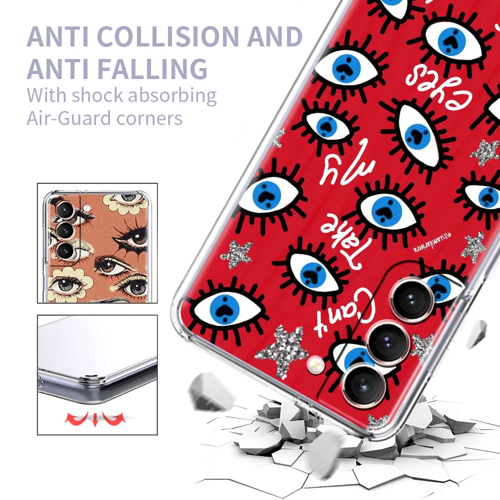 Evil Eye Illustrations Clear Phone Case For Samsung Galaxy S20 FE S21 Ultra S10 Plus 5G S10e S9 S8 S7 Anti-knock Silicone Cover