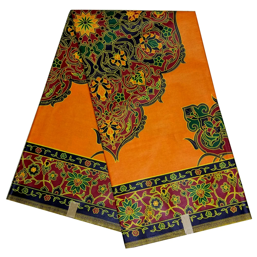 

Print Orange Fabric African Ankara Guaranteed Real Dutch Wax 2019 New Wax Fabric 6 Yards