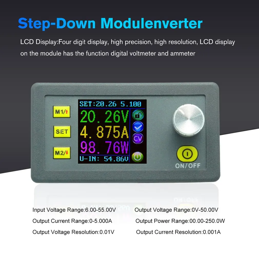 DP50V5A Постоянное Напряжение Ток понижающий Программируемый Модуль питания понижающий преобразователь напряжения регулятор цветной ЖК-дисплей