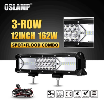 

Oslamp 12inch 3-row 162W LED Light Bar Offroad Beam Combo Led Work Light Bar Driving Lamp Truck SUV ATV 4x4 4WD 12v 24v Led Bar