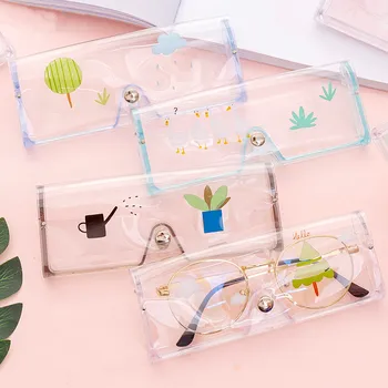 

1PCS PVC Cute Clear Women PVC Sunglasses Box Transparent Protection Carry Student Eyeglass Glasses Container Bag Case Pouch