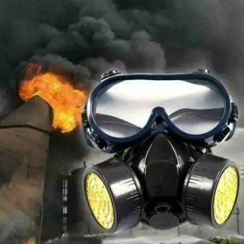 

3PCS Safety Respiratory Gas Mask Goggles Dual 2 Protection Hot Chemical Goggles