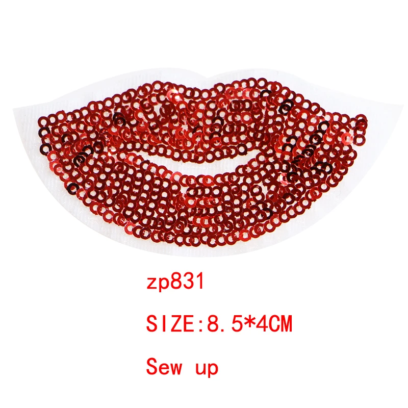 ZP831 5 Pcs Various sexy lips sequin icon Embroidered Iron on Patch for Clothing DIY Stripes Clothes Patchwork Stickers Custom Badges - Цвет: ZP831