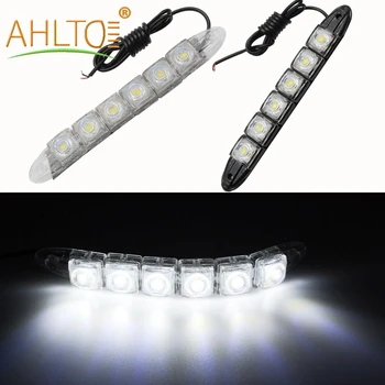 

2Pcs Car Led DRL Daytime Running Light Flexible 6LED White Waterproof Driving Fog Bulb Warning Lamp Car Styling DC 12V Auto Led