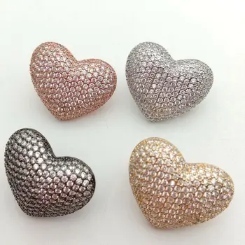 

CZ Micro pave heart fixed interlayer clasp gold plated clip double connector