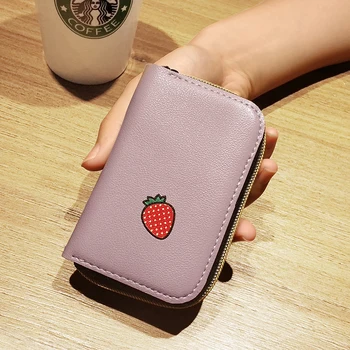 

Cute Cherry Design 11 Slots Business Cards Women Wallet Case Bag Case Credit ID Card Holder Bank Zipper Clutch Coin Purse