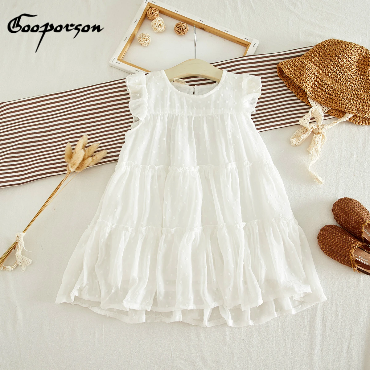 Summer Girl's Dress Baby Kids Fashion Solid Princess Dress Chiffon Elegant Children Dressing Clothes Girl's Clothing