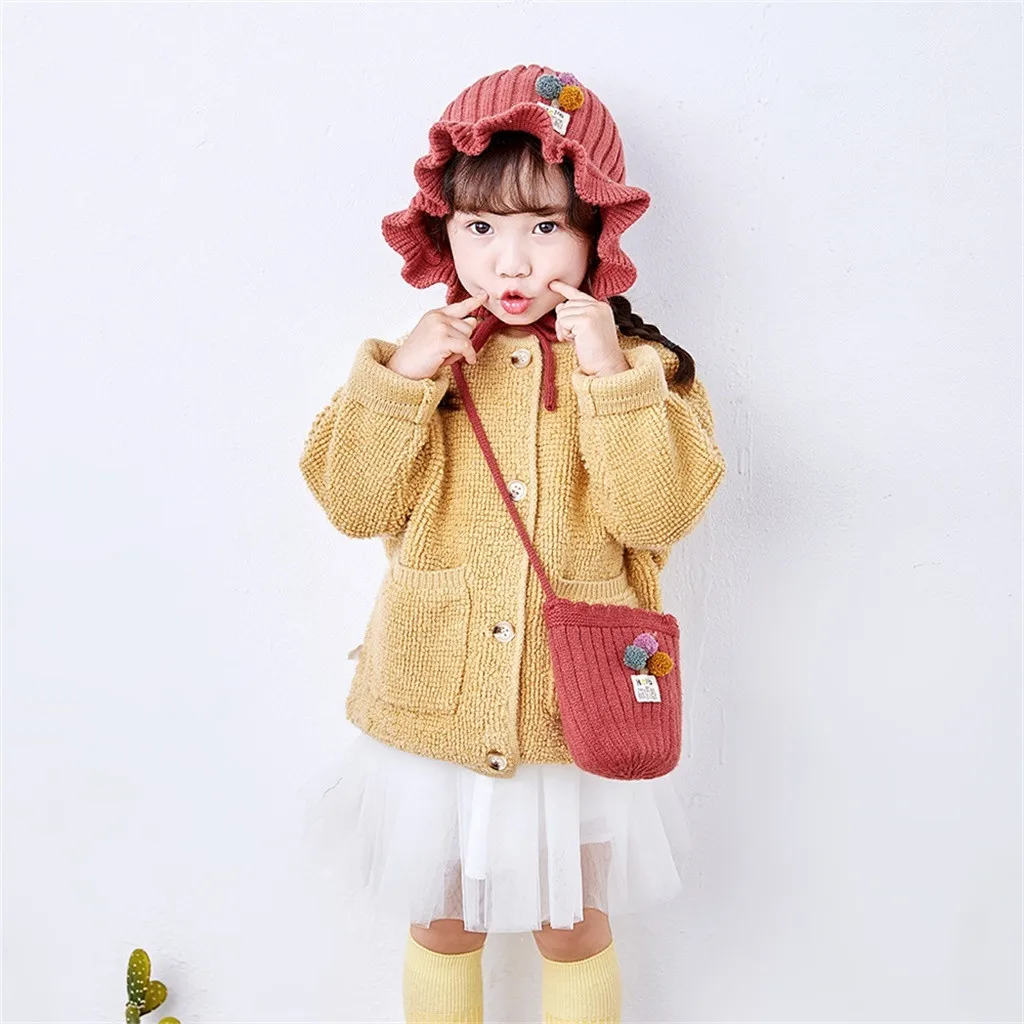 Baby Girls Hat Bag New Baby Cute Thick Warm Autumn And Winter Basin Hat Bag Suit Newborn Photography Props czapki dla dzieci