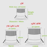 Dimmable LED COB Spotlight Ceiling Lamp AC85-265V 5w7w9w12w15w18w Aluminum Recessed Downlight Round Panel Light Indoor Lighting - Image 5
