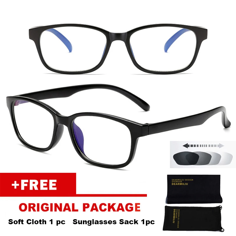 New Filter Computer Glasses For Blocking UV Anti Blue Light Eye Eyestrain Transition Photochromic Gaming Glasses Women Men UV400 - Цвет линз: Matte Black