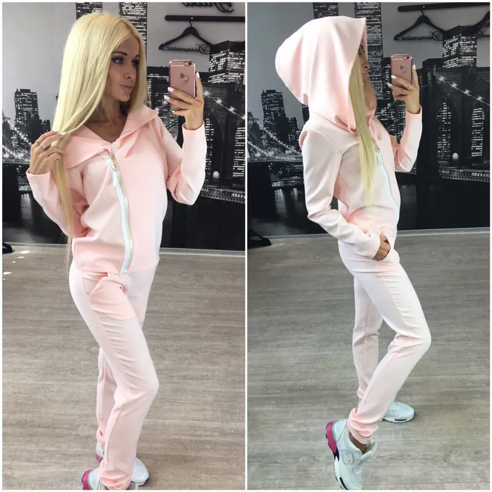 

Dropship Women Tracksuit Autumn Fitness Gym Sportswear Suit Running Jogging Suits for Women Zipper Hoodie Long Sleeve Clothing