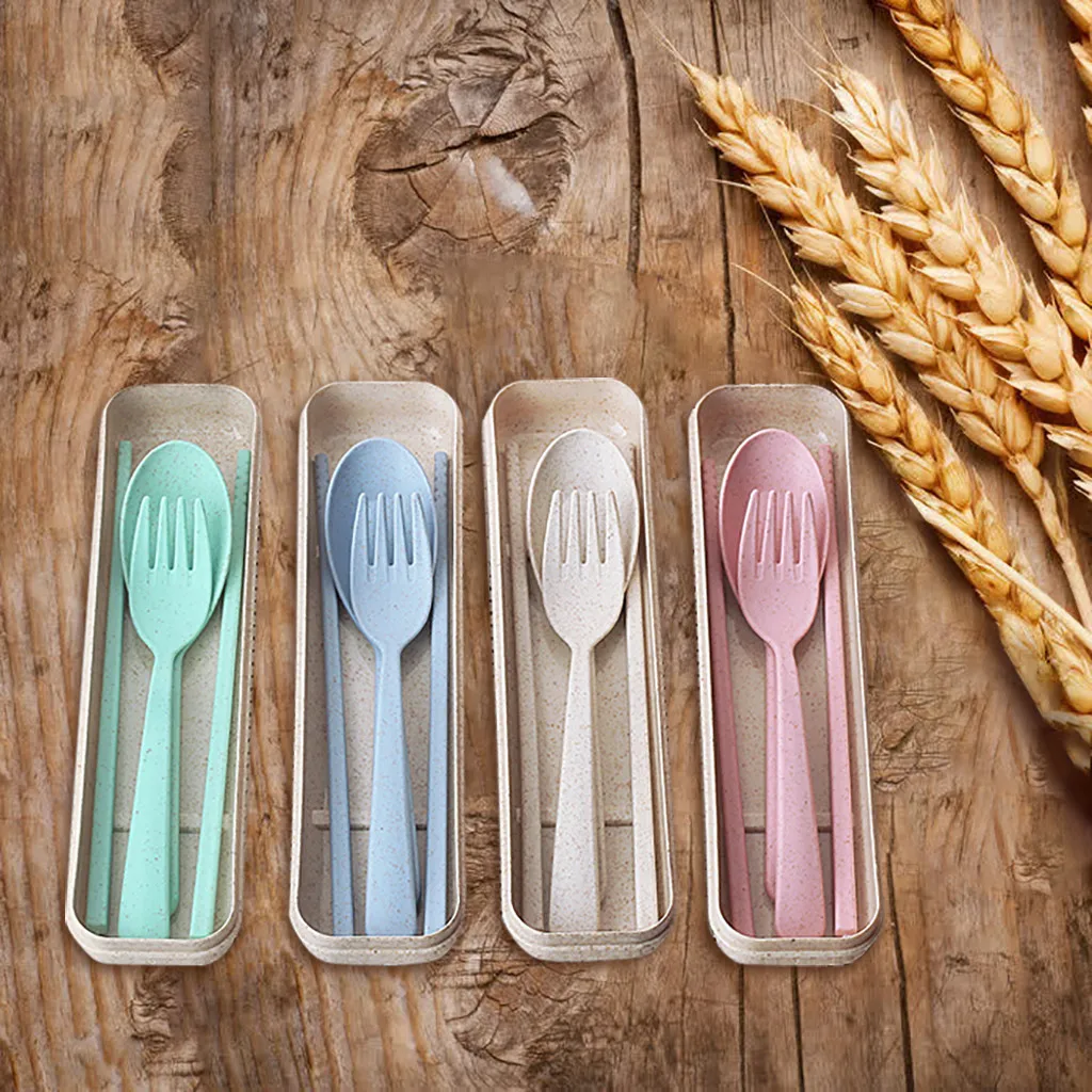 Portable tableware fork spoon knife set blue northern European style health and environmental protection