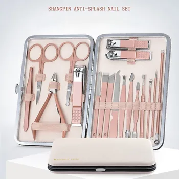 

Manicure Set Stainless Steel Nail Clipper Kit Pedicure Scissor Tweezer Ear Pick Nail Grooming Tool Sets 18pcs