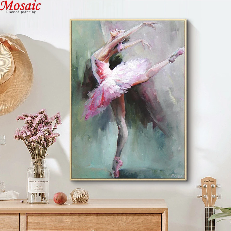 5d Diamond Painting girl Embroidery Abstract Ballerina Portrait Full Square round Handmade Cross Stitch Kits Home Decor | Дом и сад