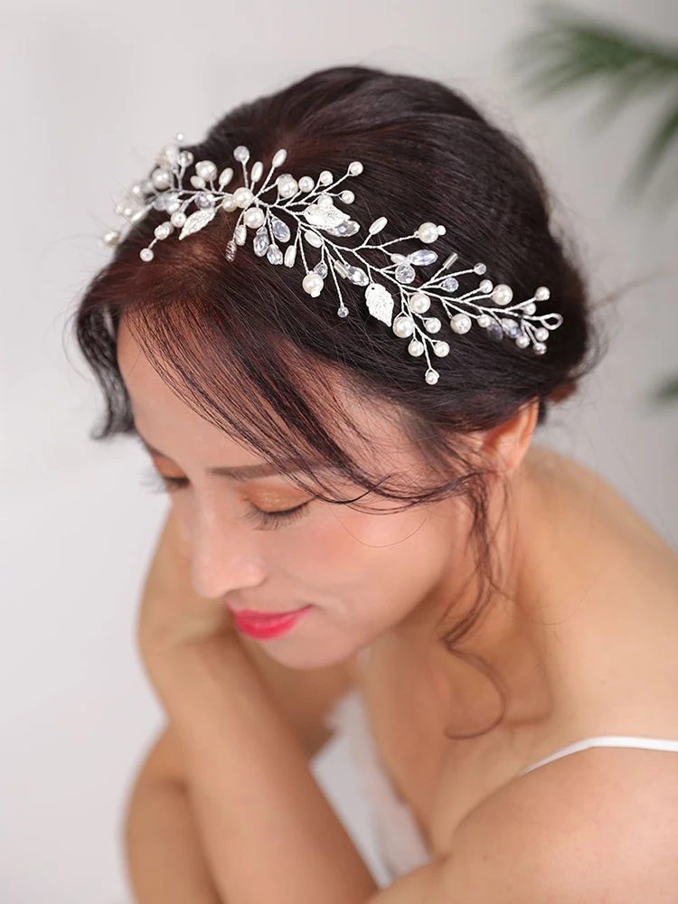 Свадебная повязка на голову с серебряными листьями винтажные головные уборы