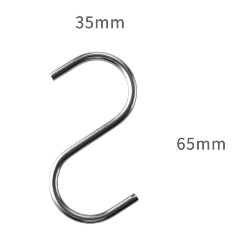 10pcs Stainless Steel Household Hooks Set for Hanging S Shape Hanger Practical Storage Holder for Kitchen Cabinet Office Home