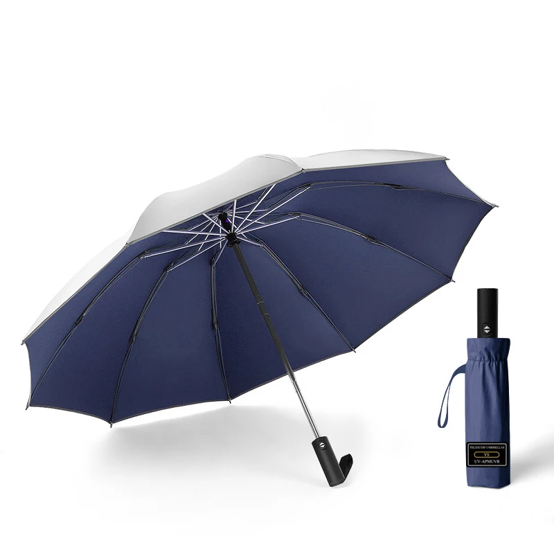 UV Protection umbrella windproof travel Ten Bone Vinyl compact folding reverse umbrella,for men and women Dual-Use Double